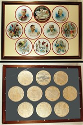 1889 A35 Goodwin & Co. Baseball Round Album Framed to Display Page Fronts and Backs