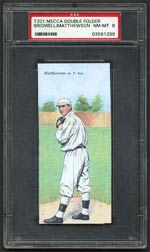 Al Bridwell and Christy Matthewson of the Giants are featured on one T201 card