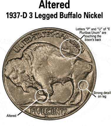 D Mint 1937 US Buffalo Nickel Grades as Very Fine 