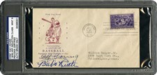 1939 Baseball Hall of Fame First Day Cover Signed by Eleven Inaugural Inductees - Sold for: $41,435
