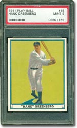 1941 Play Ball #18 Hank Greenberg (PSA 9 MINT) - sold for $12,816.