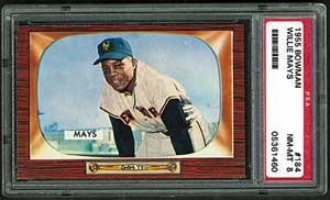1955 Bowman Willie Mays #184 PSA NM-MT 8, offered in Mastronet auction