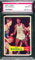Bill Russell's 1957 rookie card is one of the most desirable in the basketball hobby.