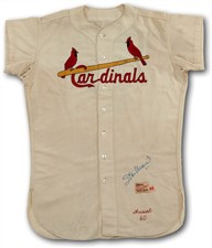 1960 Stan Musial Signed St. Louis Cardinals Game Worn Home Jersey - Sold for: $45,578
