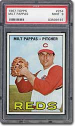 Pappas's 1967 Topps card -- why no facsimile autograph?
