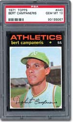 PSA Mint Gem Mint 10 1971Topps Bert Campaneris - sold for $1,610.