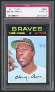 Black borders make this 1971 Topps Aaron card tough to find in PSA 9