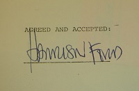1973 Harrison Ford Signed Document