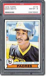 The 1979 Topps set includes the rookie card of future Hall of Famer Ozzie Smith.