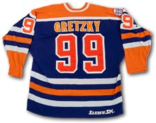 1980-81 Wayne Gretzky Edmonton Oilers (2nd Year) Game Worn Blue Set 1 Road Jersey - Sold For: $110,293