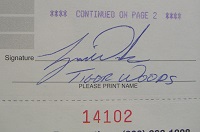 1998 Tiger Woods Signed Document (Closeup)