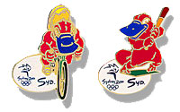 The Olympics 2000 commemorative baseball and cycling pins.
