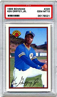 The most valuable Griffey card to date, is the 1989 Bowman Tiffany.Currently worth $4000, it has increased in value by $1500 in six months.