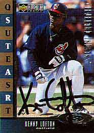 Kenny Lofton has been sidelined by a shoulder injury, but was nice enough to sign this card.