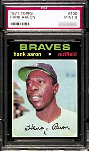 Mint 9 copies of this Aaron card are hard to come by.