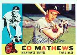 A signed 1960 Eddie Mathews card.