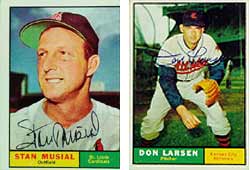 Signed 1961 Stan Musial (left) and Don Larsen (right) cards.