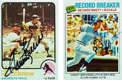 A signed 1973 Harmon Killebrew (left) and 1977 George Brett (right).