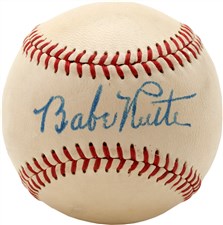 Magnificent Babe Ruth Single Signed ONL (Frick) Baseball - Sold For: $68,482