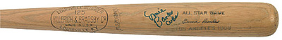 Ernie Banks autographed game-used bat