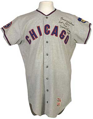 Ernie Banks autographed jersey