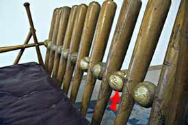 Red arrow indicates where Ty Cobb's signature ball has been included in Ariss's bench.