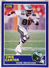 Cris Carter card, at auction on Sports Collectors Universe until 8/19/99.