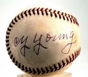 Cy Young autographed ball