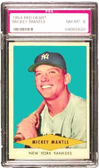 Red Heart Dog Food also released a Mantle card the same year as Dan Dee, but many collectors prefer the potato chip company's version.