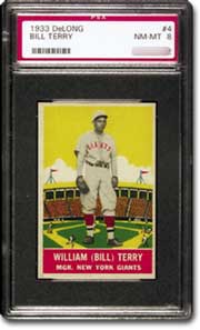 1933 Delong Bill Terry PSA NM-MT 8.