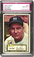 1962 Topps Joe Page error card.
