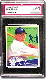 1934 Goudey Lou Gehrig #61, PSA Graded Mint 9.