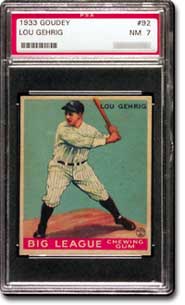 1933 Goudey Lou Gehrig #92, PSA Graded NM 7.