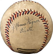 Exceptional Honus Wagner Single Signed Baseball - Sold For: $30,343