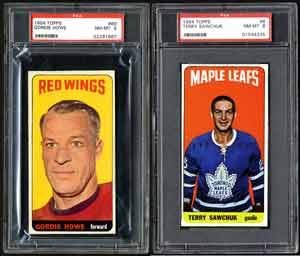 Tall Boys, like these Topps hockey examples from the 1960's, are often found off-center due to the narrow borders