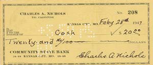 1947 personal cancelled check