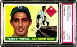 An outstanding Mint 9 1960 Topps Sandy Koufax#343 is currently being offered in Lot 28 of the Superior Spring auction.