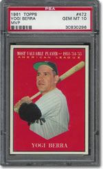 1961 Topps #472 Yogi Berra PSA GEM MINT 10: $9,379.40