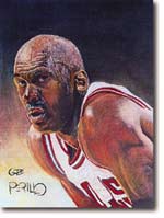 This painting of Michael Jordan shows the detailed work of Gabe Perillo.