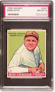 This Ruth card is one of the four from the 1933 Goudey set.