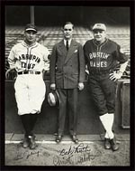 Babe's personality shines through in a classic photo of Babe with Lou Gehrig and his agent Christy Walsh.