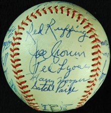 Baseball Signed by Satchel Paige, Joe Cronin and others