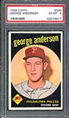 Anderson's 1959 Topps #338 rookie card in PSA 9,is currently valued at $450,according to the currentSportscard Market Report (SMR).