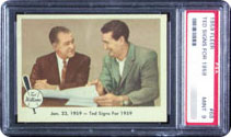 The 1959 Fleer "Ted Signs" card is the key to the set.