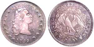 1795 3-Leaf Flowing Hair Silver Dollar 