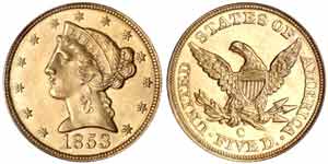 1853-C Liberty Half Eagle MS-64 (PCGS) - sold for $25,530.