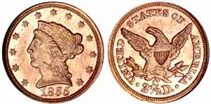 Coronet, or Braided Hair, Quarter Eagles were introduced in 1840.