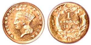 1858-D Gold Dollar MS-63 (PCGS)