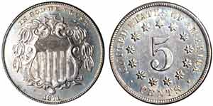 1871 Shield Nickel Mint State