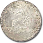 One of the finest known of any 1874-CC Trade Dollars, this coin is designated PCGS MS64 (Chop mark).